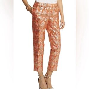 Luxury j crew Metallic Orange & Gold Brocade Lounge Pants